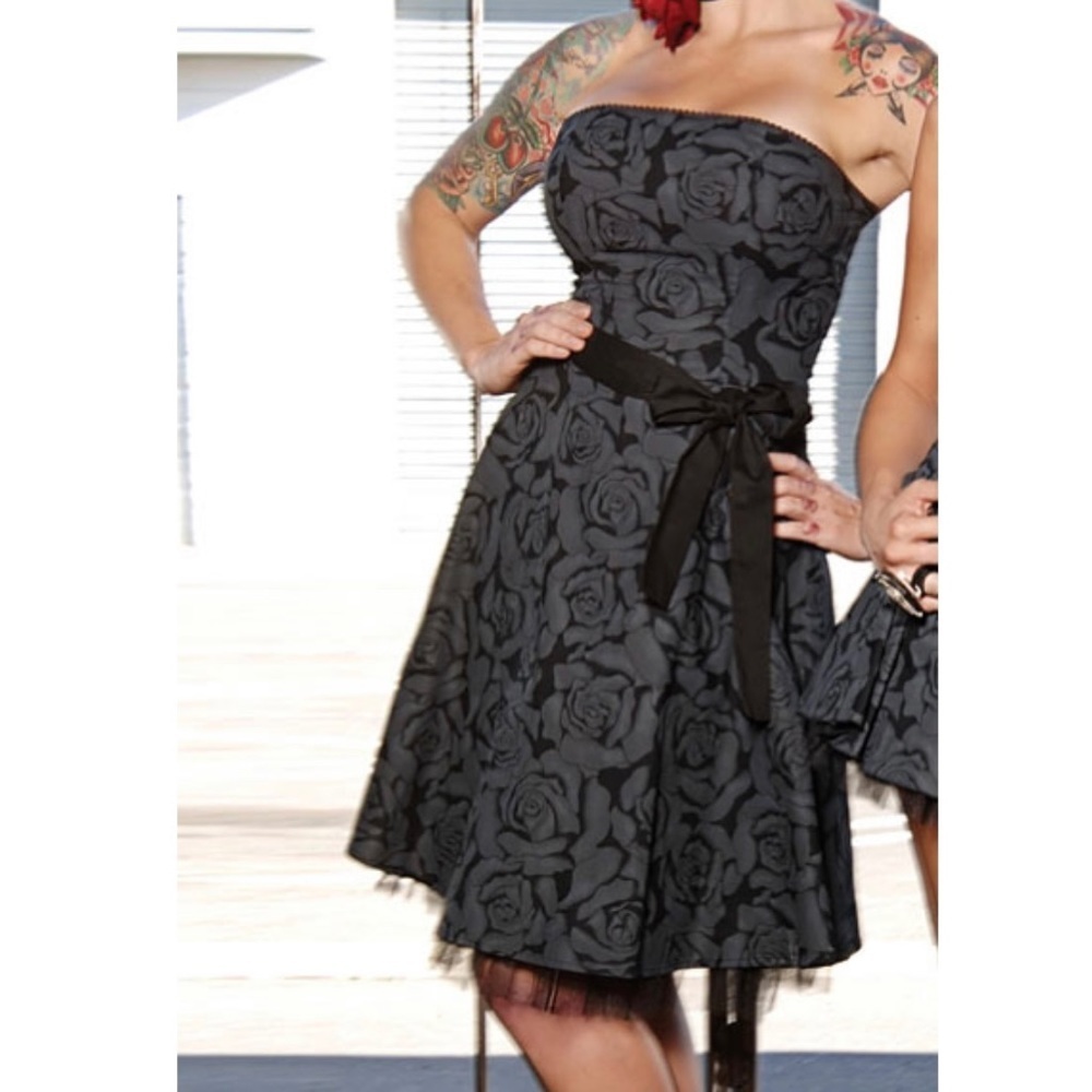 Folter Black Rose Strapless Dress